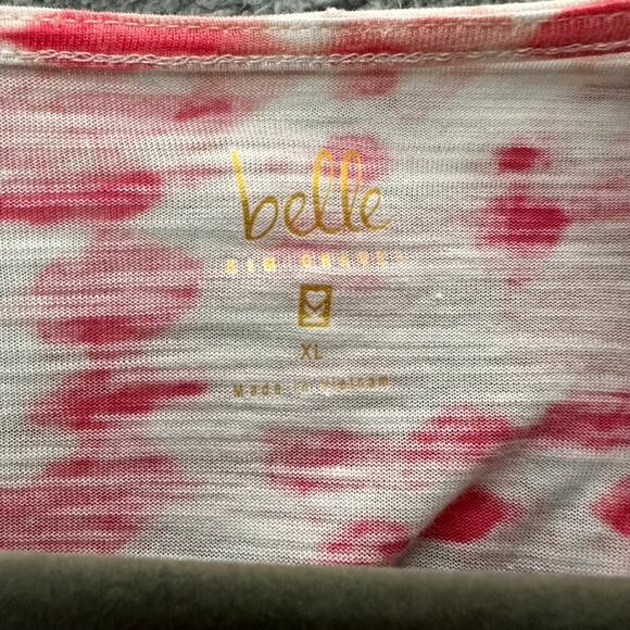 Belle by Kim Gravel XL Pink White Flowy Cardigan Open Front Lightweight Vacation - Picture 3 of 9